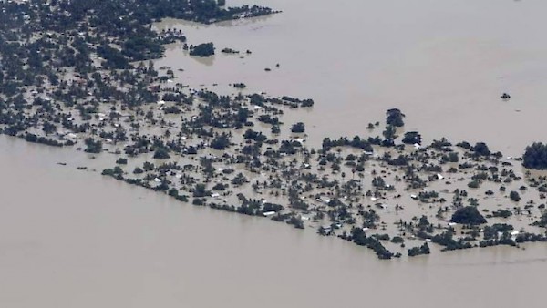 An aerial view of one of the flooded areas in Myanmar due to heavy rainfall and a recent typhoon. (photo supplied by ADRA Myanmar)