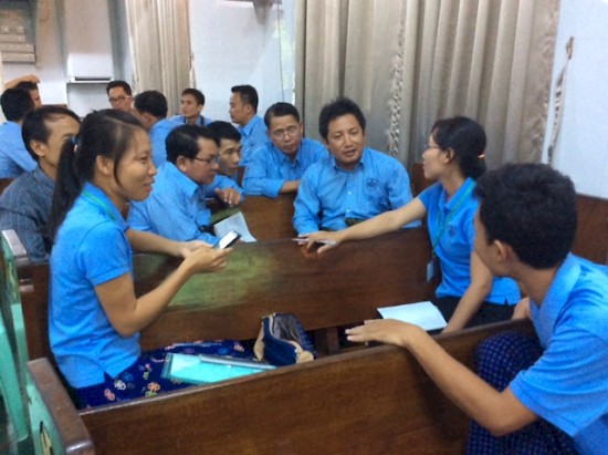 Adventist Community Service workers participate in a group activity during the session 1 of the International Institute of Christian Discipleship (IICD) Community Services and Urban Ministries on October 4-9 in Yangon.